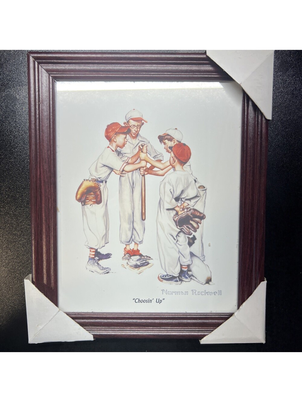 Vintage Norman Rockwell “Choosin Up”8”x10” Framed  Baseball  Print - Classic Art